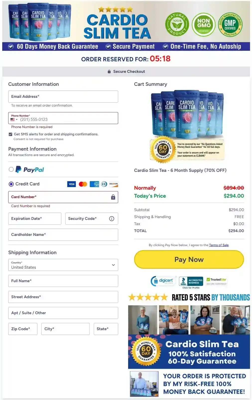 Cardio Slim Tea Cart Section